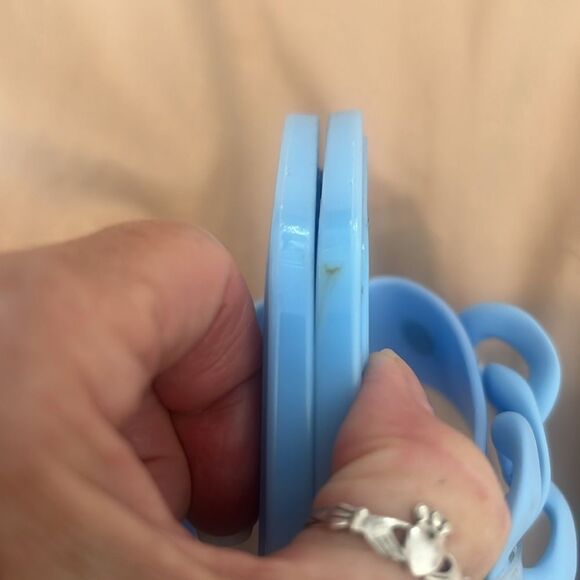 Light blue size 8 jelly rubber chain detail flat flip flops sandals GUC No box - Picture 9 of 14